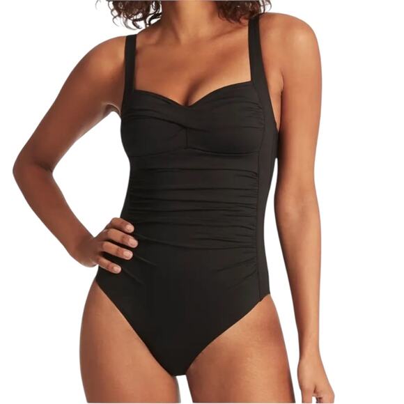 NWOT Women's Sea Level Twist Front Multifit One Piece Black Swimsuit – Sz 4 - Picture 1 of 9
